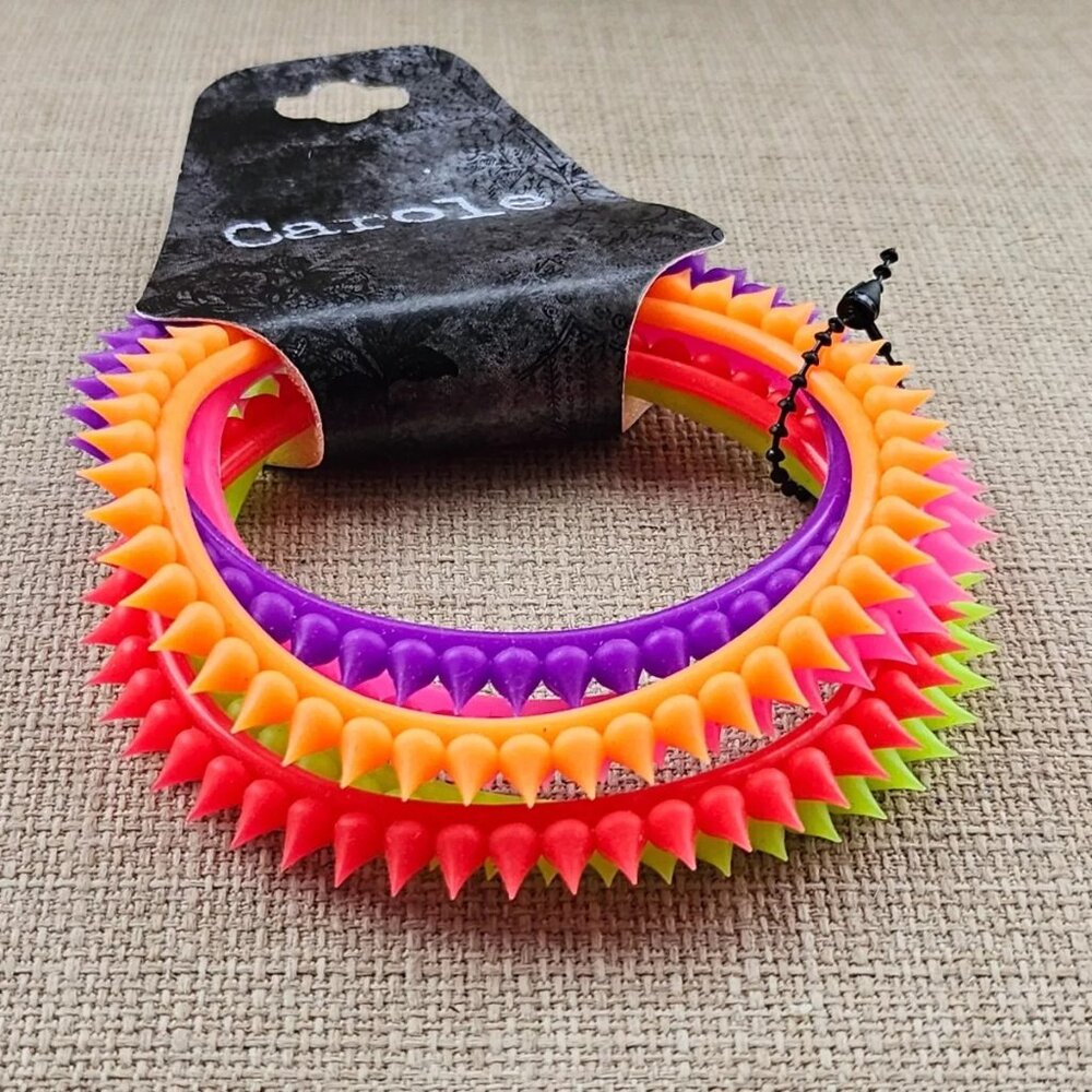 Carole Girl Bracelet Multi Color Rubber Stretched Wrist Band Set of 5 NWT